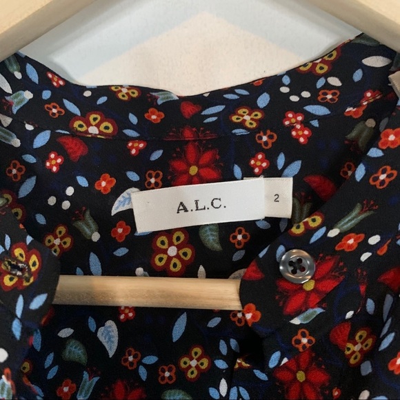 A.L.C. | black Rey Floral silk button down Top - Picture 6 of 8